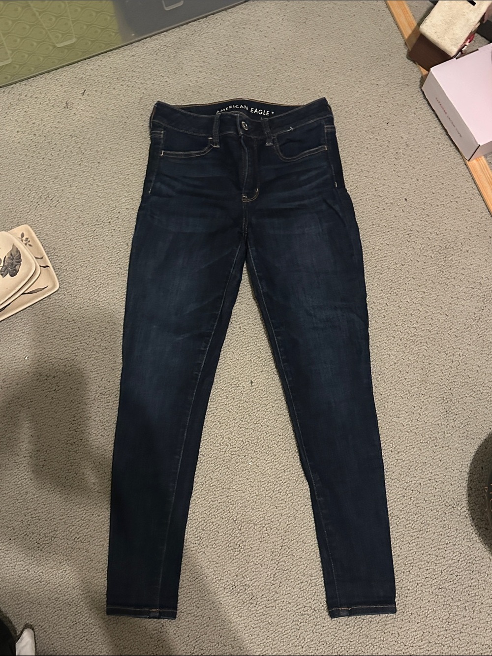 American Eagle Outfitters Womens Dark Indigo Hi-Rise Jegging 4 Short
